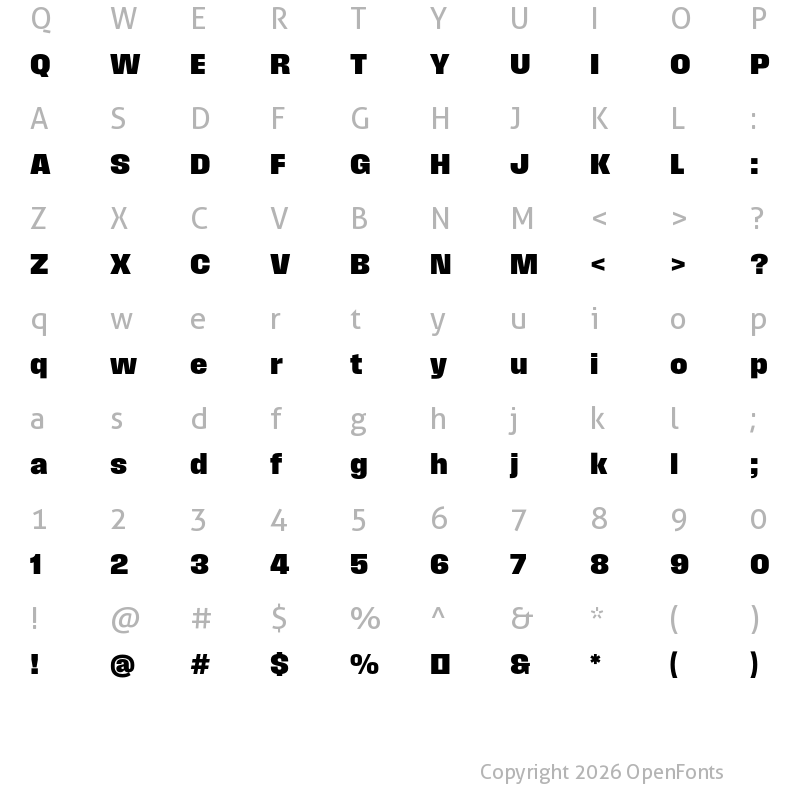 Character Map of Field Gothic No.66 XBold