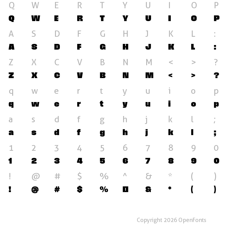 Character Map of Field Gothic No.67 XXBold