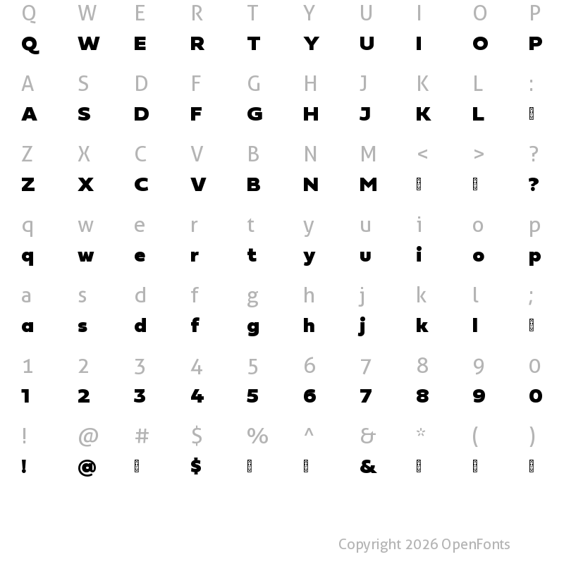 Character Map of Fieldwork DEMO Geo Fat Demo