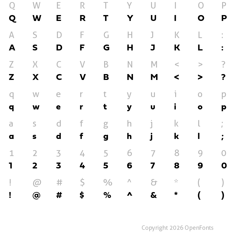 Character Map of Fieldwork Geo Bold