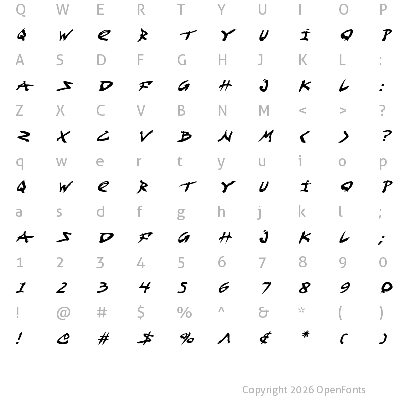 Character Map of Fight Kid Italic Italic