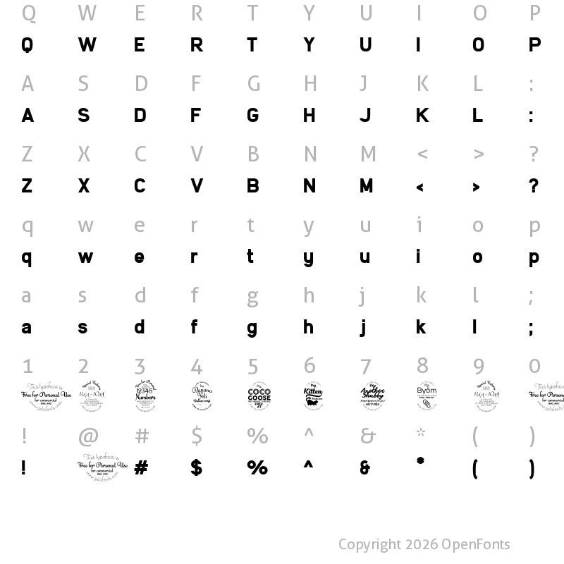 Character Map of Filetto Bold