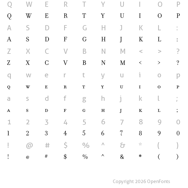 Character Map of Filosofia Reg Small Caps