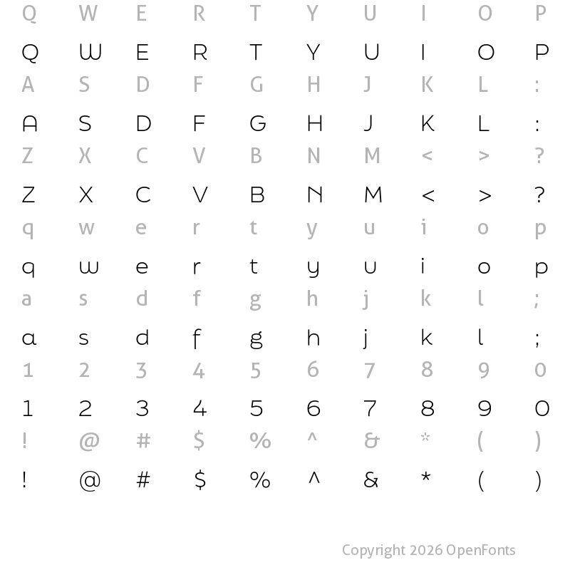 Character Map of FinalSix Light
