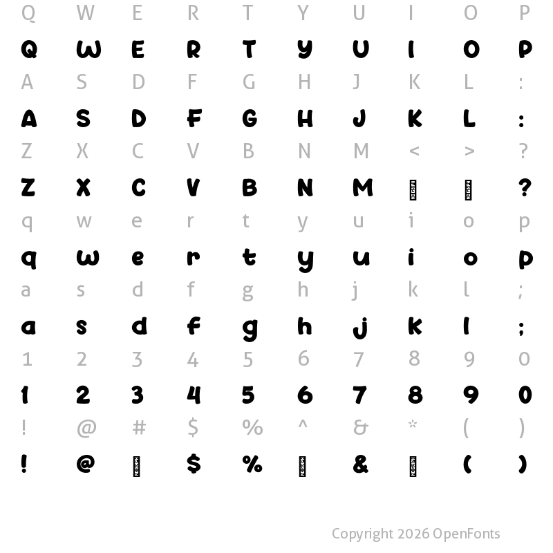 Character Map of Find Cartoon Regular