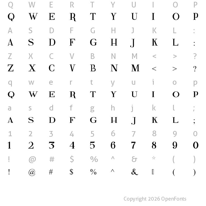 Character Map of Fine Serif Regular