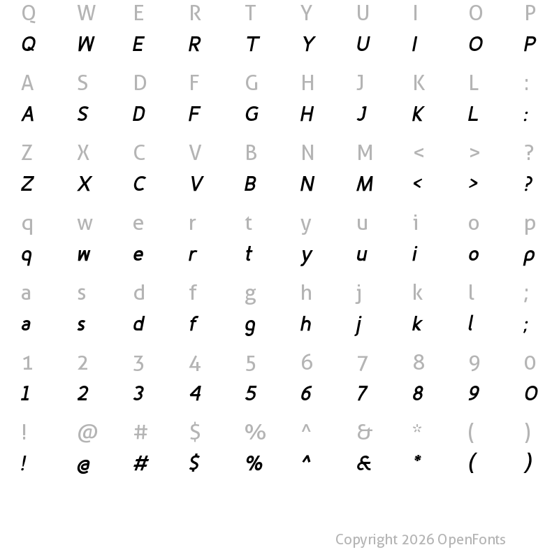 Character Map of Fineness Pro Black Italic