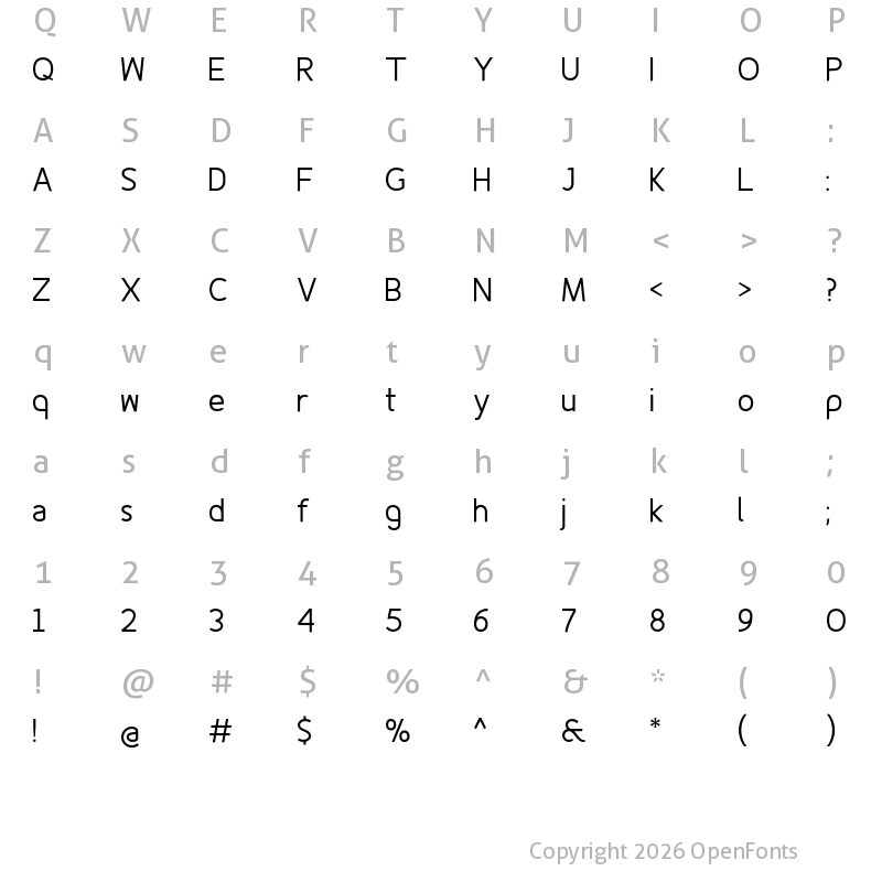 Character Map of Fineness Pro Regular Regular