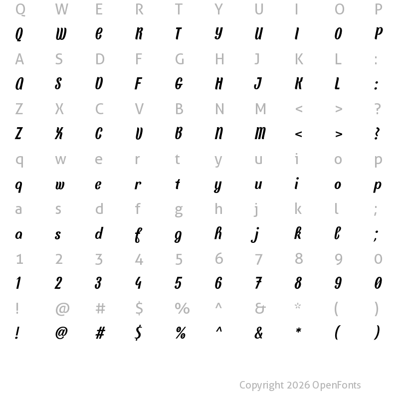 Character Map of Finesse Italic