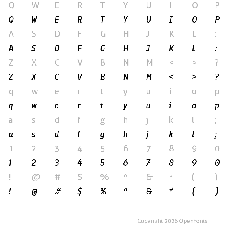 Character Map of Finlandica Medium Italic