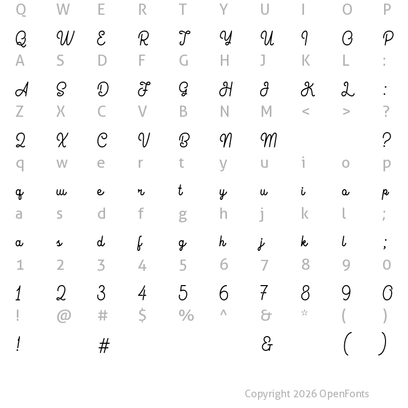Character Map of Fioretta Regular