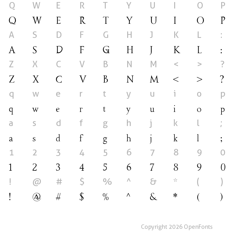 Character Map of Fipty Serif Regular