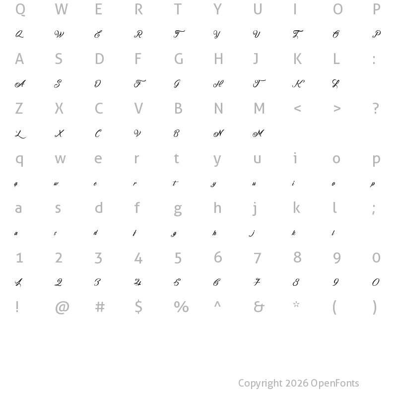 Character Map of Fire on the Mountain Regular