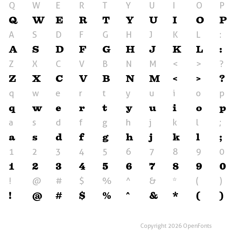 Character Map of Firelli Black