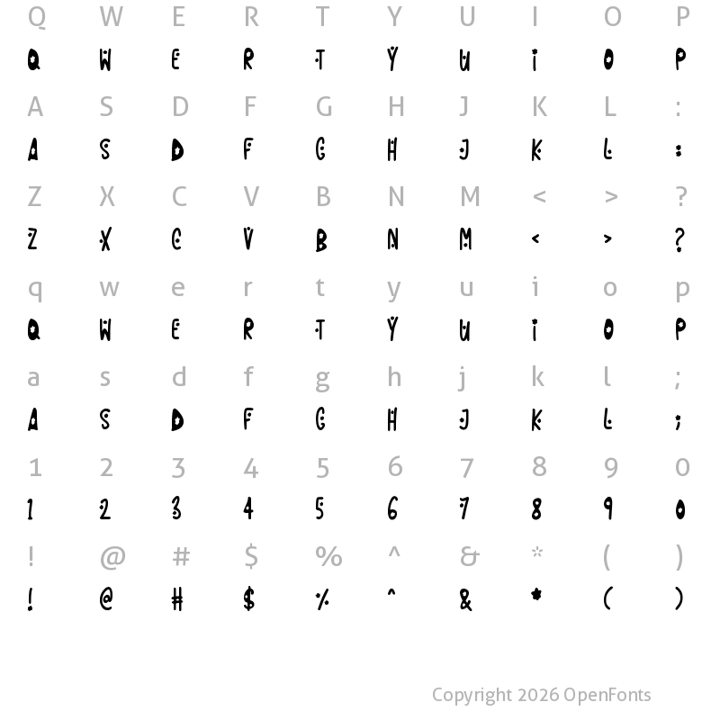 Character Map of Fireworks Kid Regular
