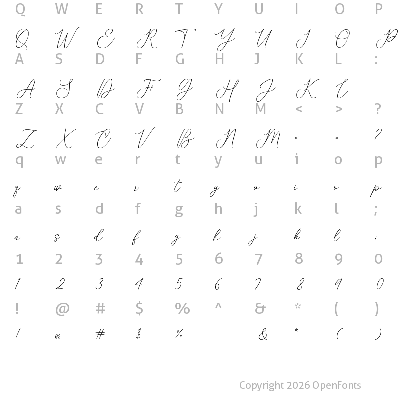 Character Map of First Love Regular