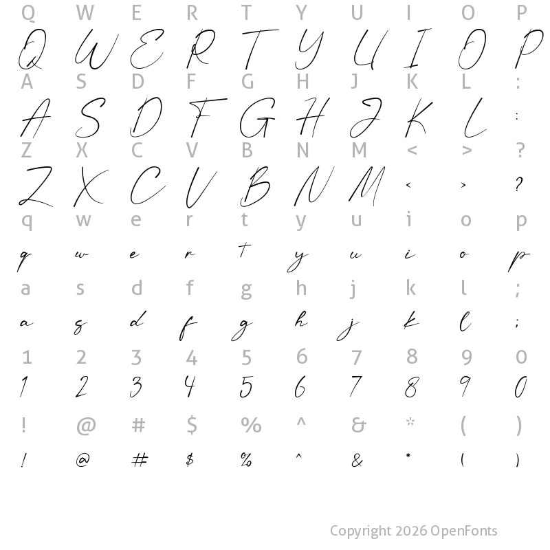 Character Map of First Month Regular