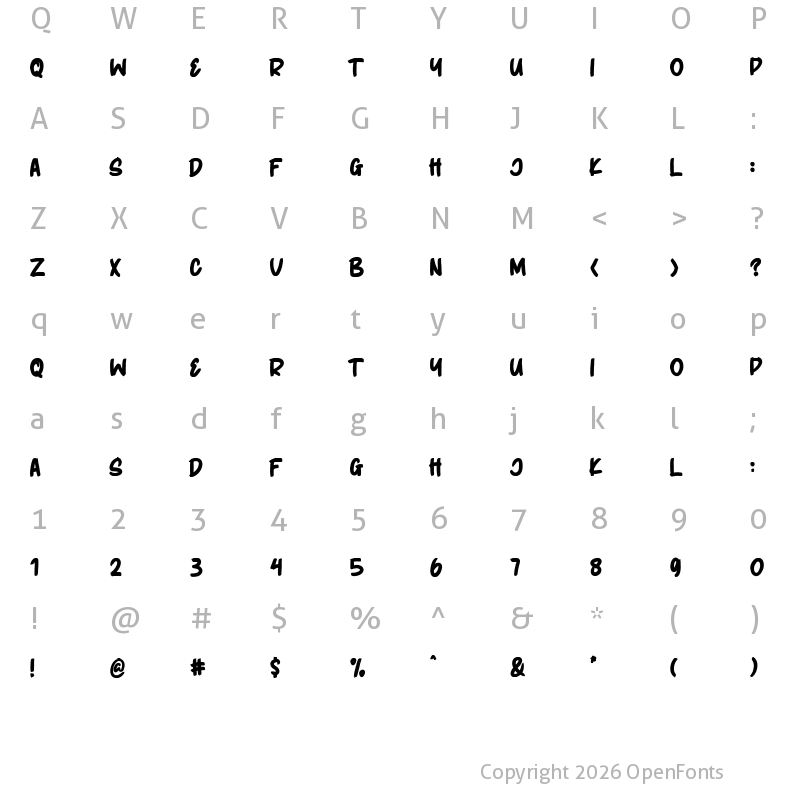 Character Map of FIRSTBORN Brush
