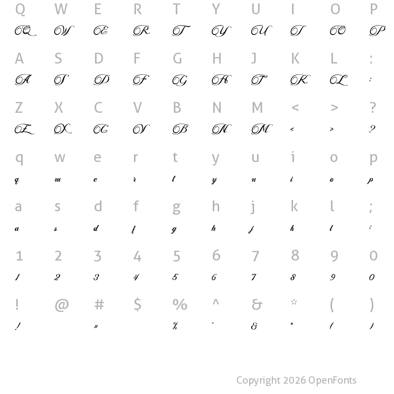 Character Map of Fisha Script Regular