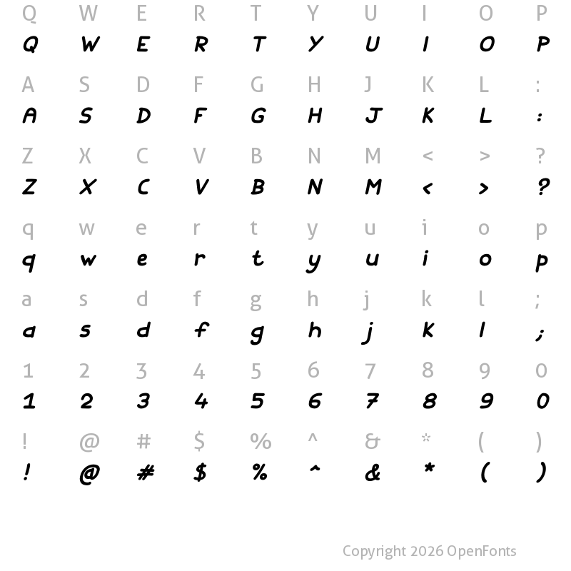 Character Map of Fishes Friends Bold Italic