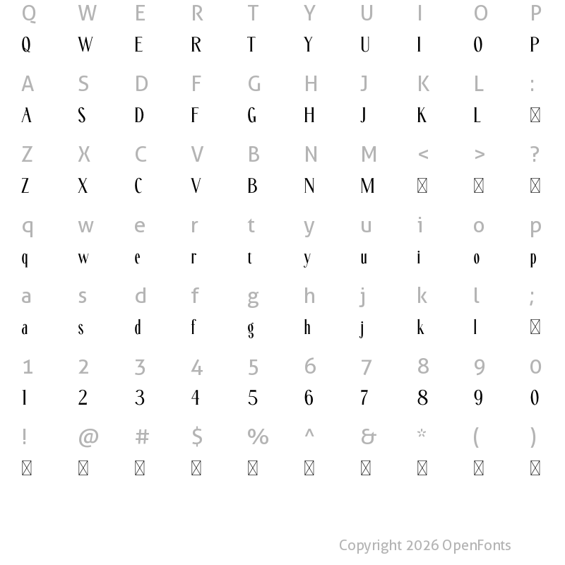 Character Map of Fitanova Regular