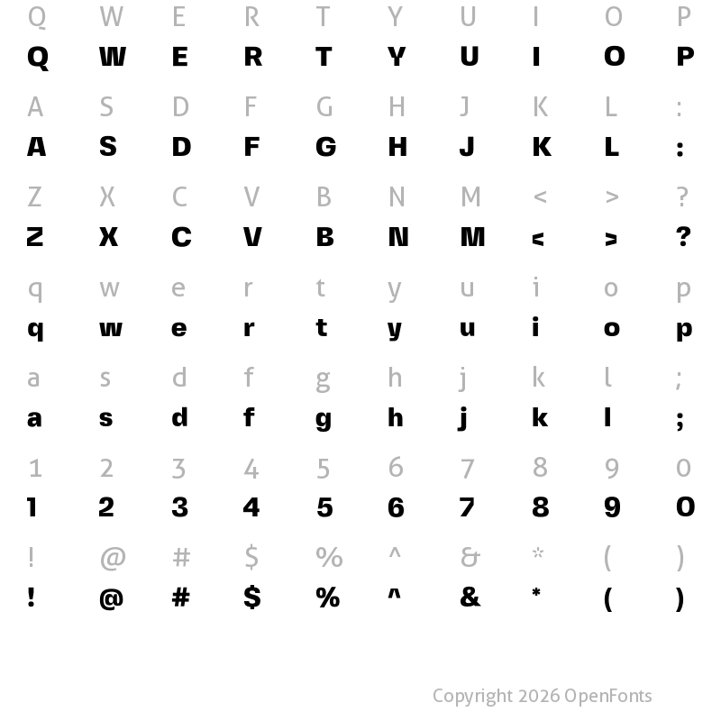 Character Map of Fivo Sans Modern Heavy