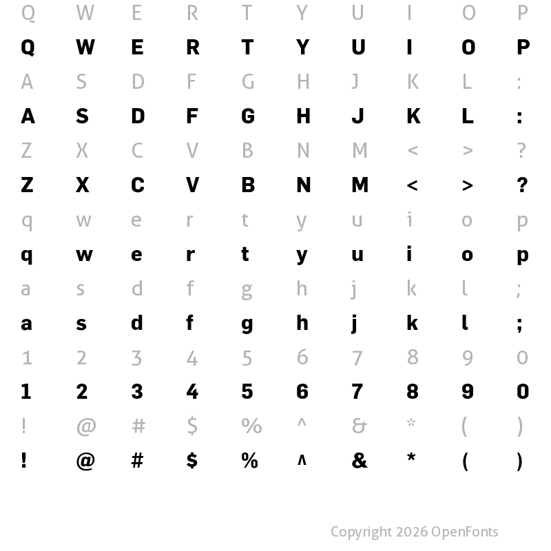 Character Map of Flama Bold
