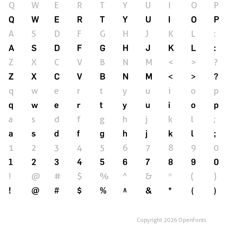 Character Map of Flama Medium