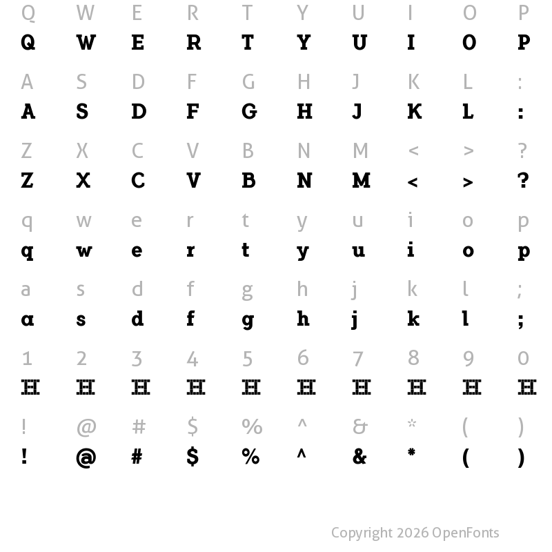 Character Map of Flamante Serif Bold