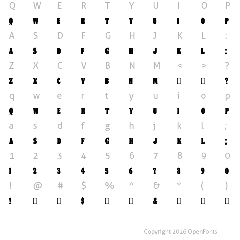 Character Map of Flame Condensed