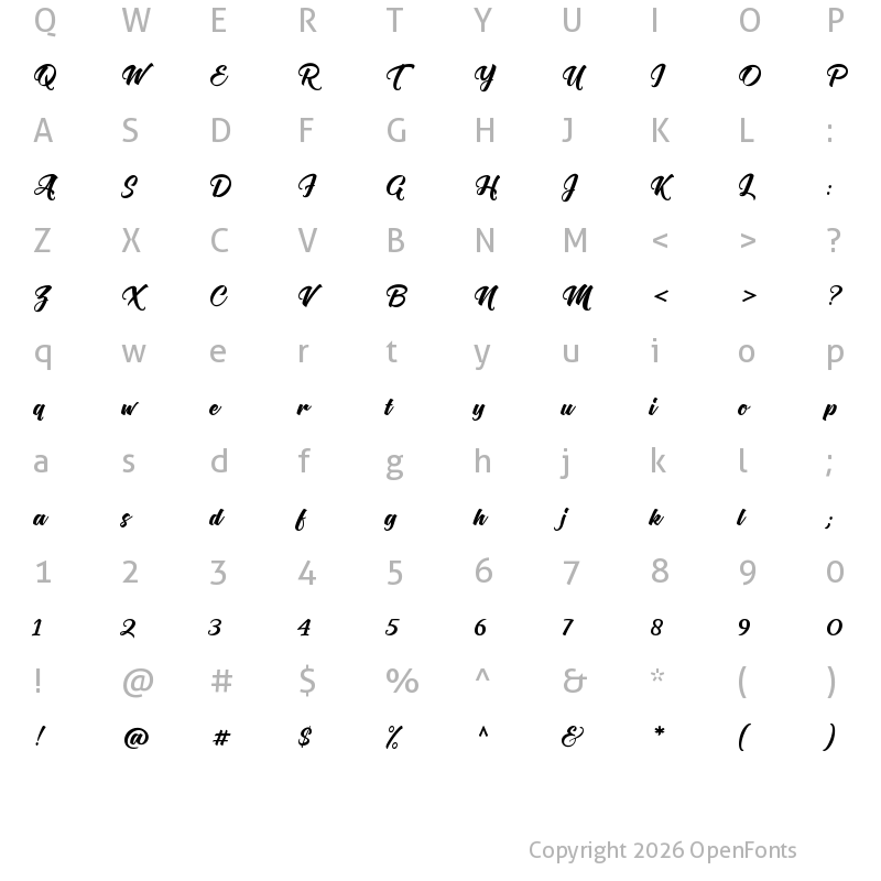 Character Map of Flaming Regular