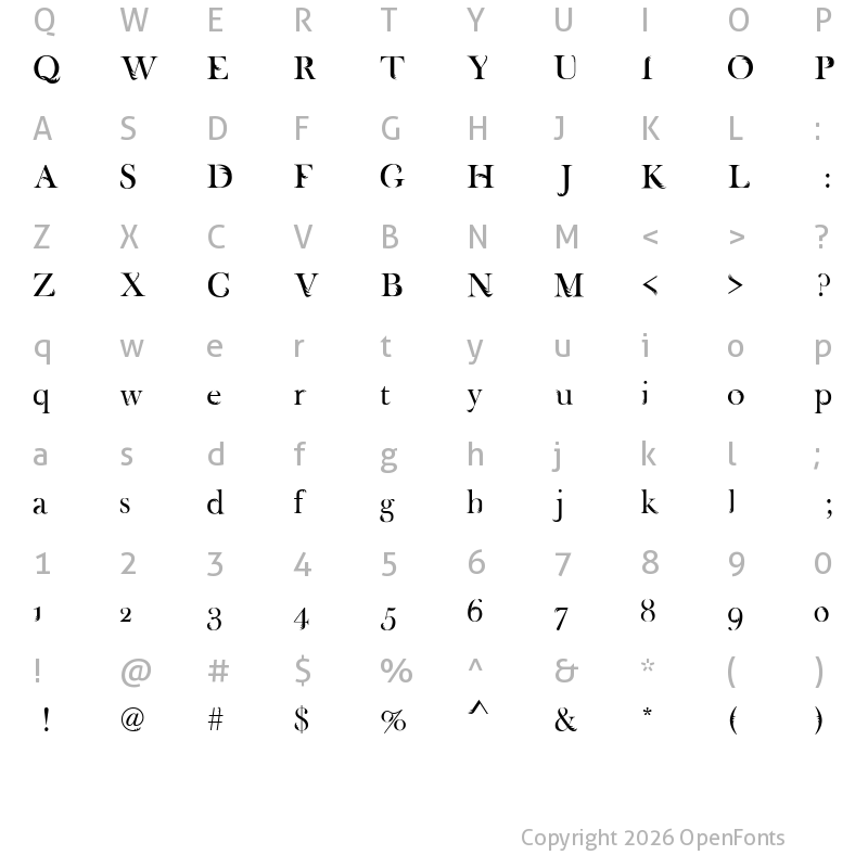 Character Map of Flamingo Regular