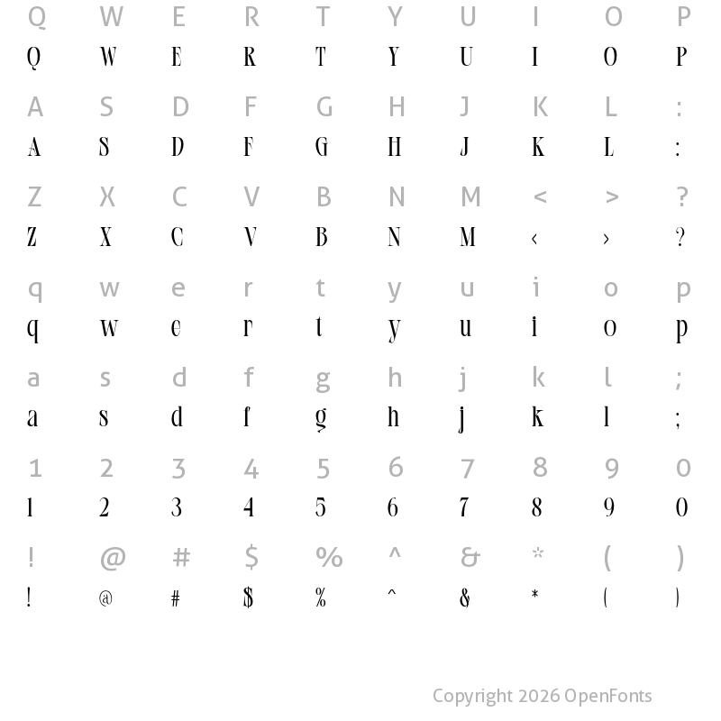 Character Map of Flanela Regular