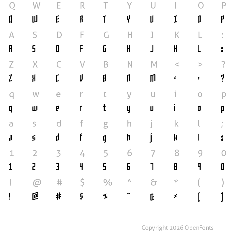 Character Map of Flaphead Regular