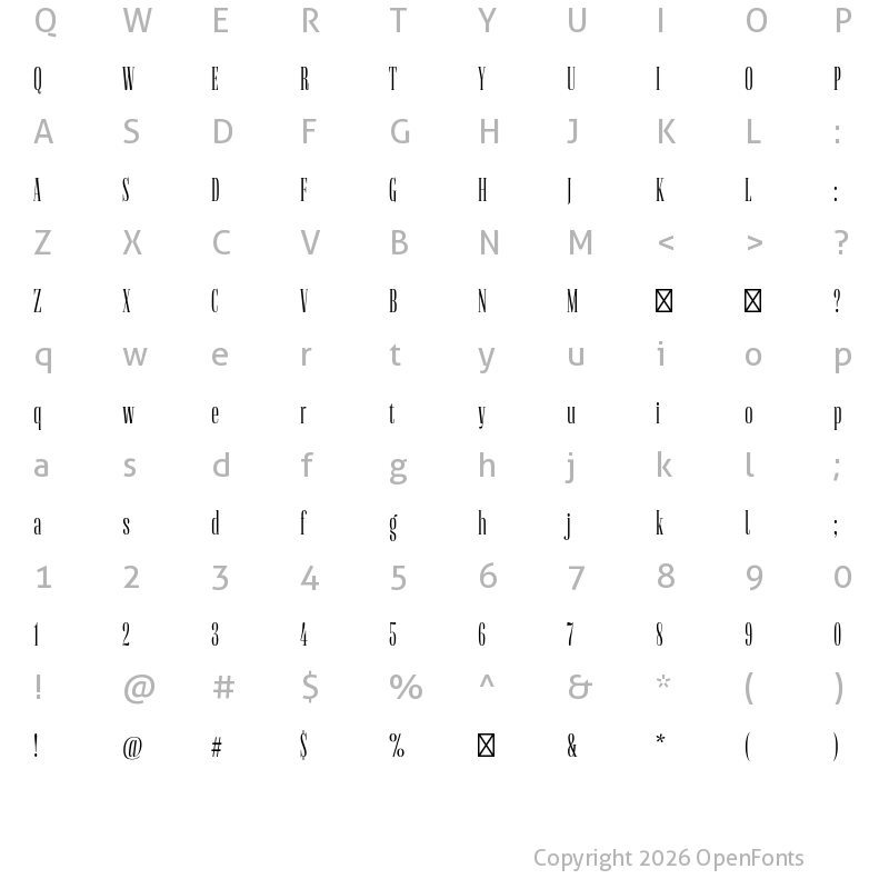 Character Map of Flenja Regular