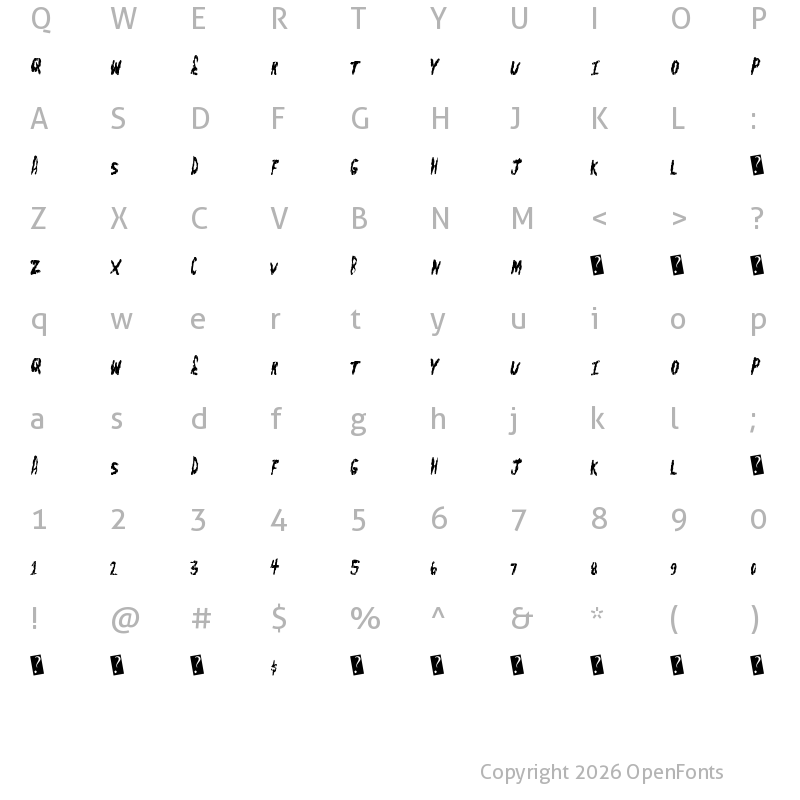 Character Map of FleshShop Regular
