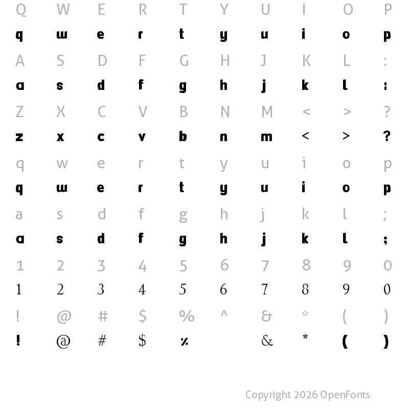 Character Map of FlexiBendi Regular