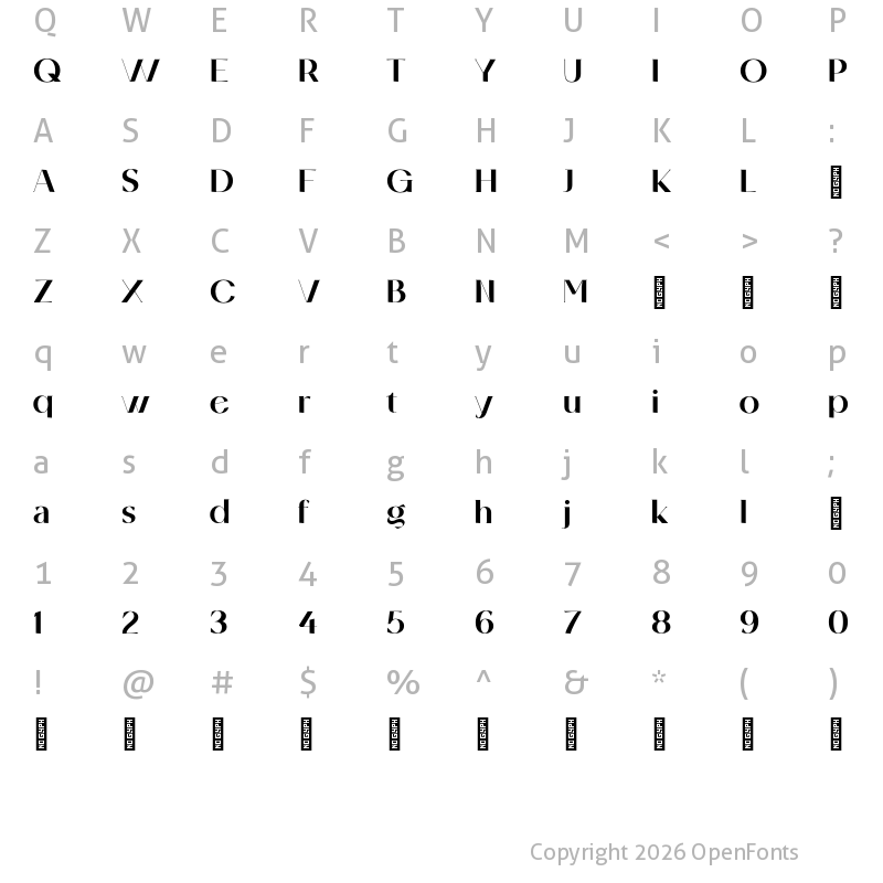 Character Map of Flicket Personal Use Regular