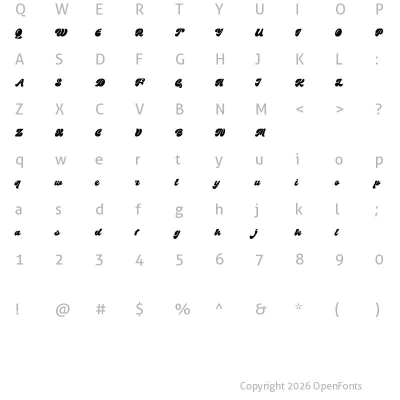 Character Map of Flicking DEMO Regular
