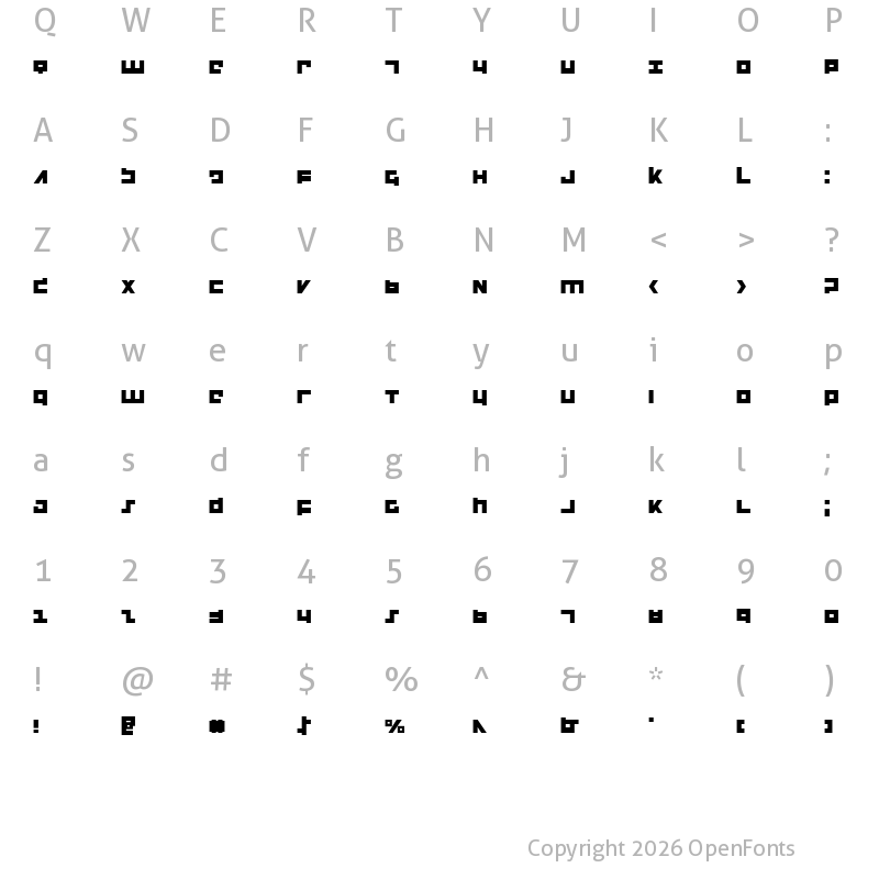 Character Map of Flight Corps Regular