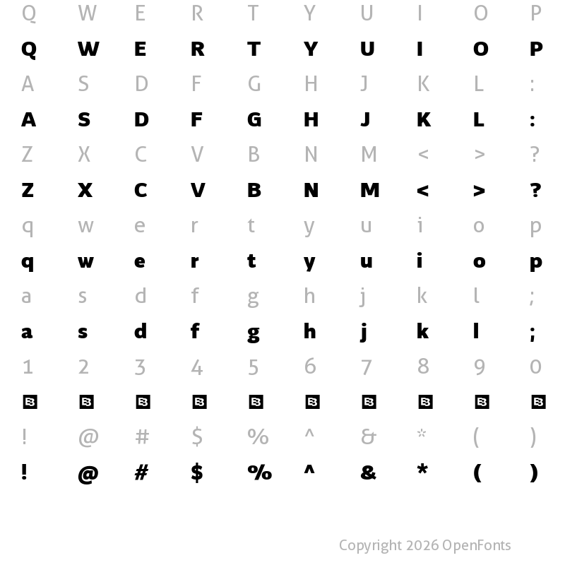 Character Map of Flinders Trial Black