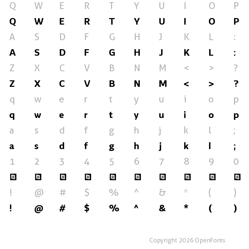 Character Map of Flinders Trial Bold