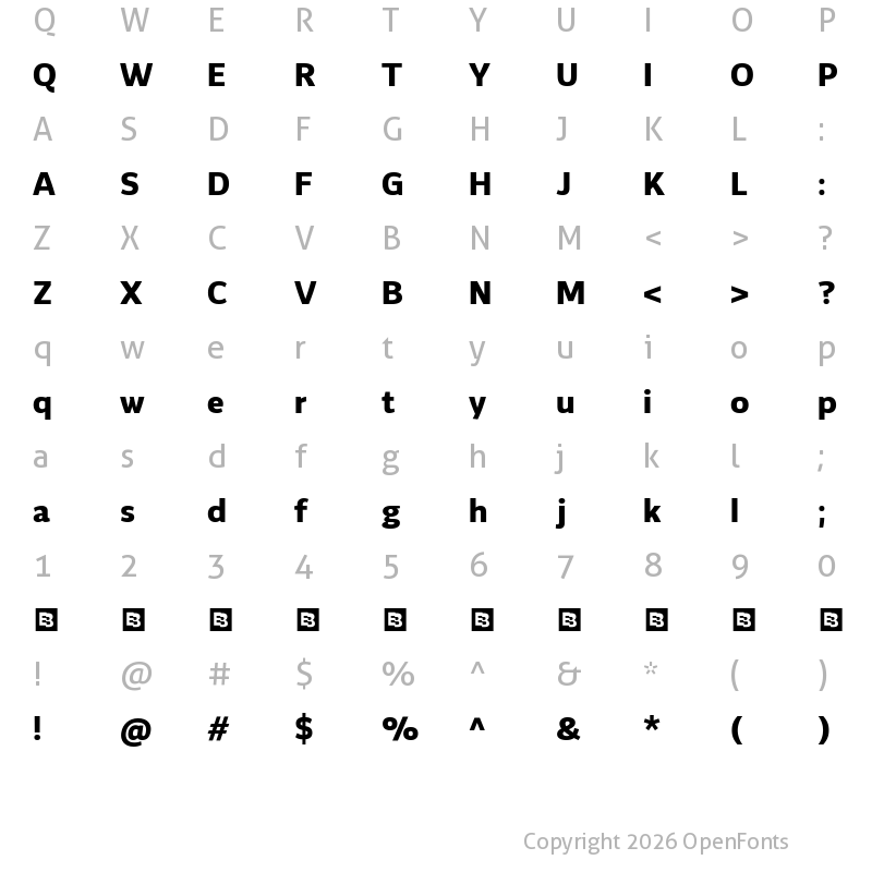 Character Map of Flinders Trial Extra Bold