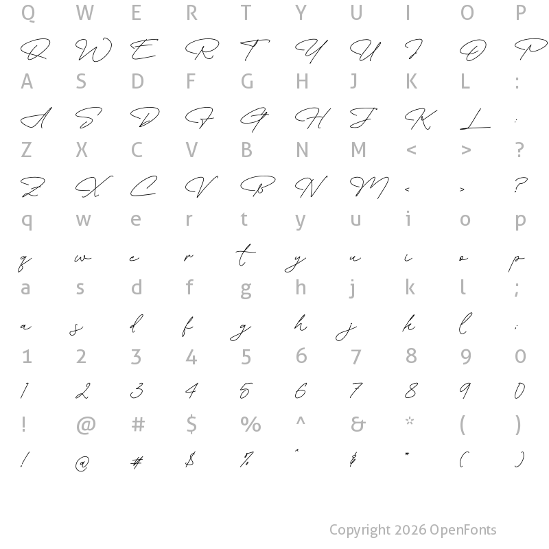Character Map of Floral Paradise Script Regular