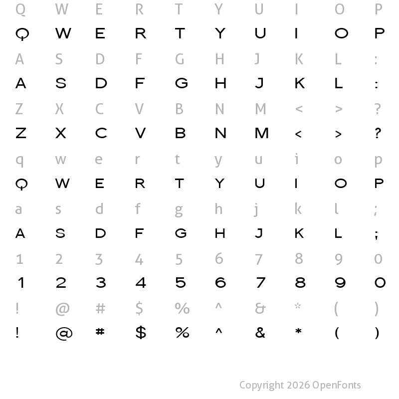Character Map of Florencesans SC Exp Regular