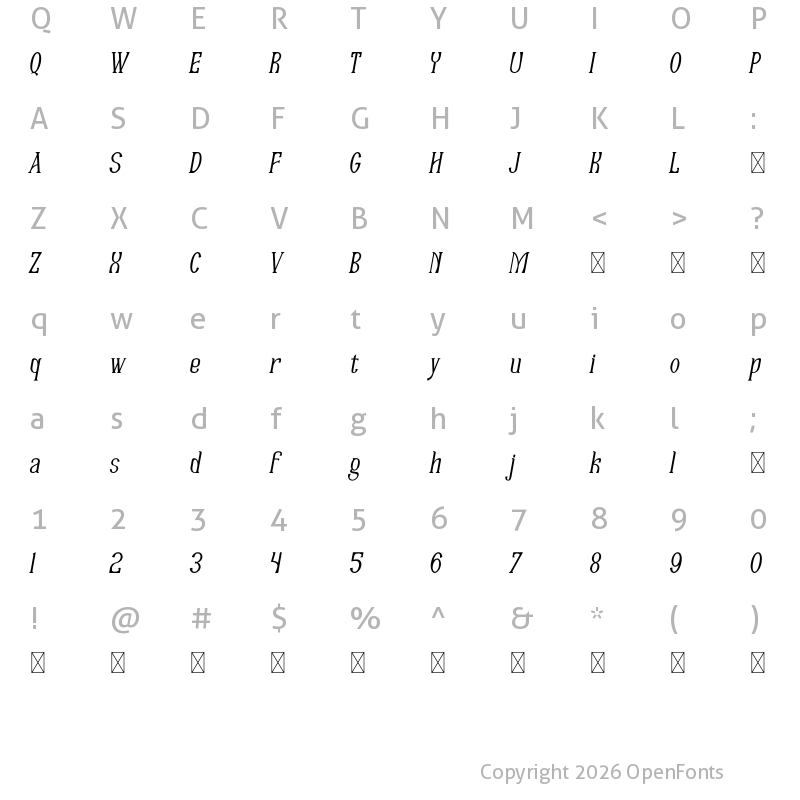 Character Map of Floreste Italic