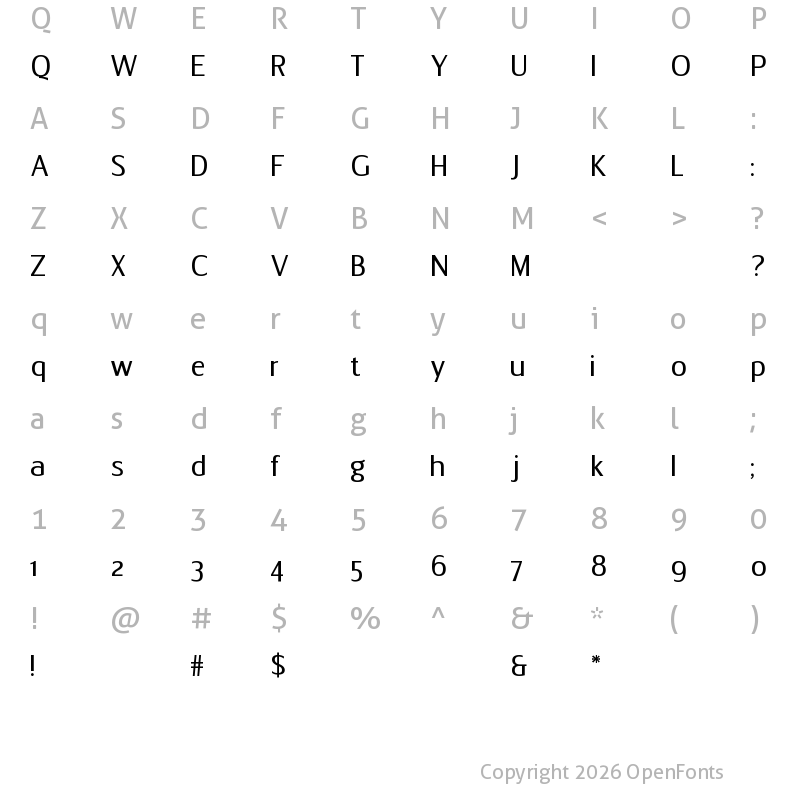 Character Map of Florid Regular