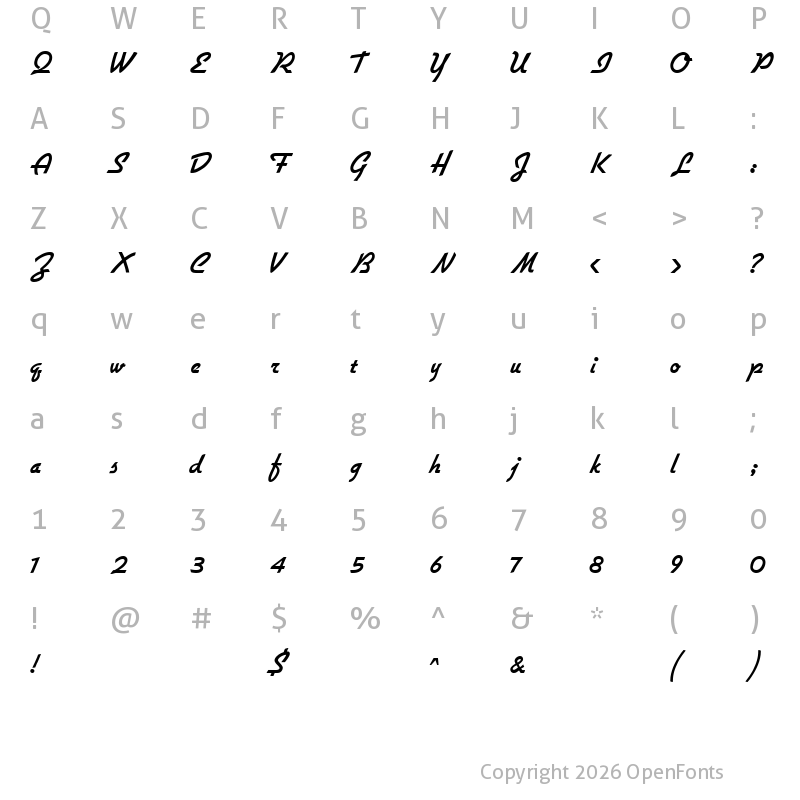 Character Map of flottflott Regular