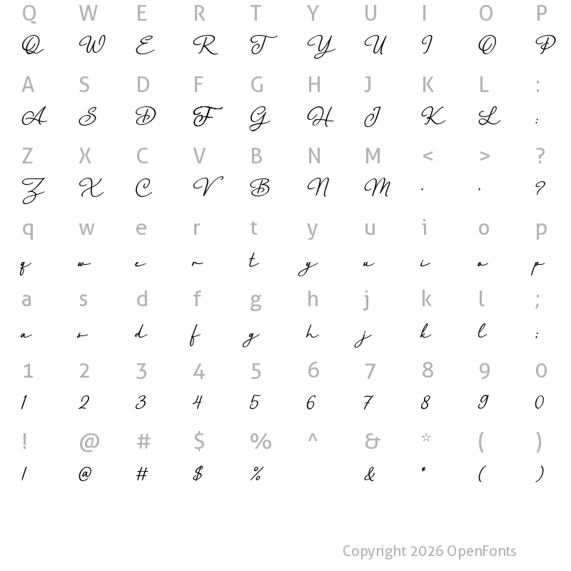 Character Map of Flourish Orchestral Extra Bold Regular