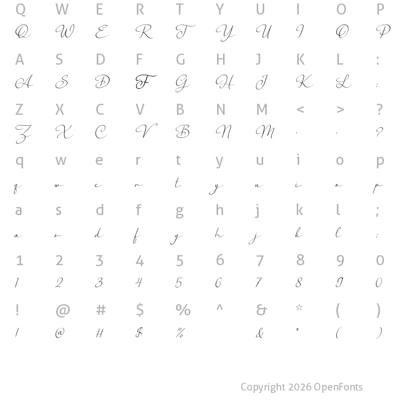 Character Map of Flourish Orchestral Regular